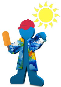 Addgene Mascot Blugene Summer. find plasmids at Addgene.